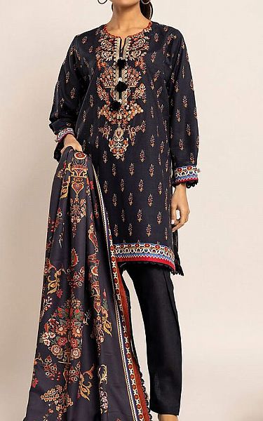 Khaadi Black Khaddar Suit | Pakistani Winter Dresses- Image 1