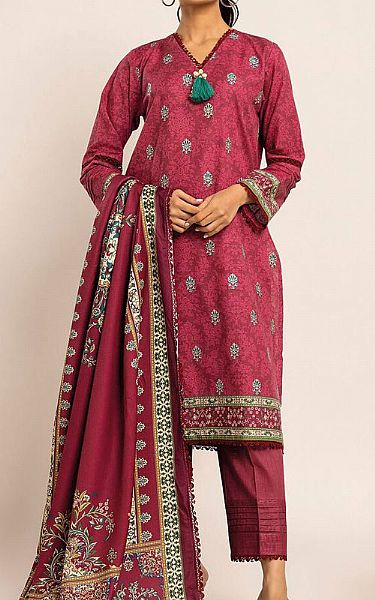 Khaadi Pink Khaddar Suit | Pakistani Winter Dresses- Image 1