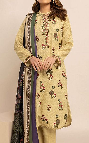 Khaadi Cream Khaddar Suit | Pakistani Winter Dresses- Image 1