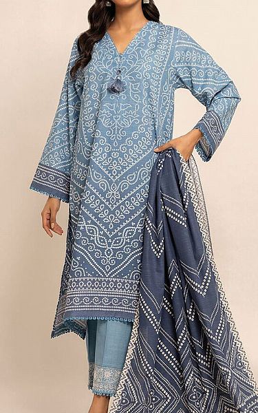 Khaadi Baby Blue Khaddar Suit | Pakistani Winter Dresses- Image 1