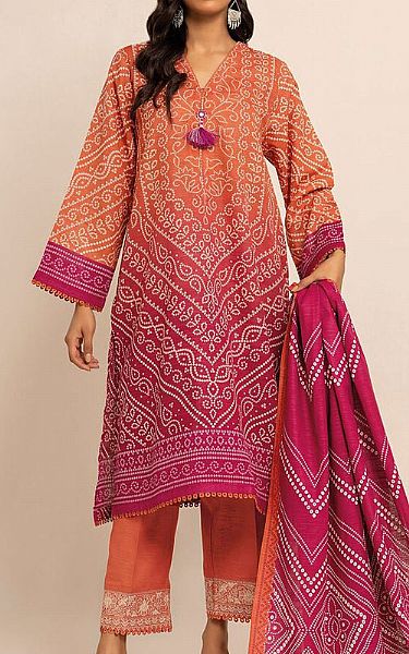 Khaadi Orange Khaddar Suit | Pakistani Winter Dresses- Image 1