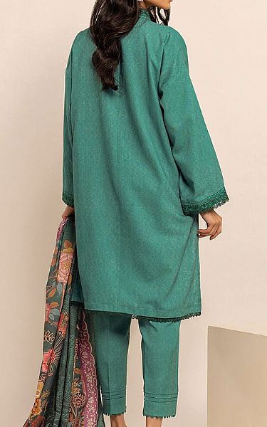 Khaadi Teal Karandi Suit | Pakistani Winter Dresses- Image 2