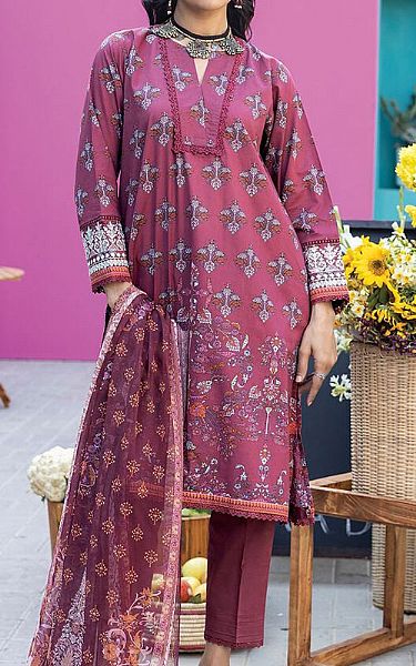 Khaadi Maroon Lawn Suit | Pakistani Lawn Suits- Image 1