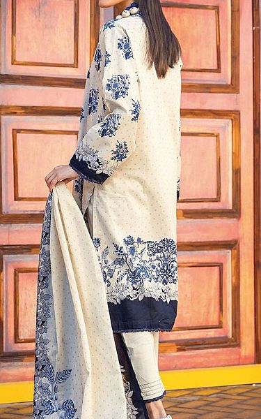 Khaadi Ivory/Blue Lawn Suit | Pakistani Lawn Suits- Image 2