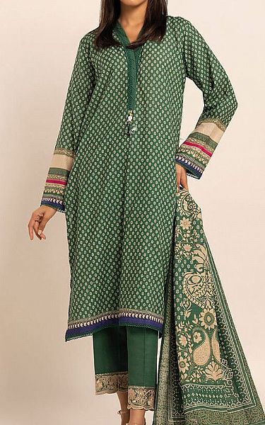 Khaadi Green Khaddar Suit | Pakistani Winter Dresses- Image 1