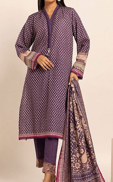 Khaadi Purple Khaddar Suit | Pakistani Winter Dresses- Image 1