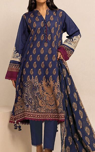 Khaadi Denim Blue Khaddar Suit | Pakistani Winter Dresses- Image 1
