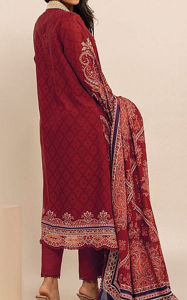 Khaadi Deep Red Khaddar Suit | Pakistani Winter Dresses- Image 2