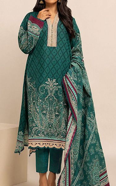 Khaadi Teal Khaddar Suit | Pakistani Winter Dresses- Image 1