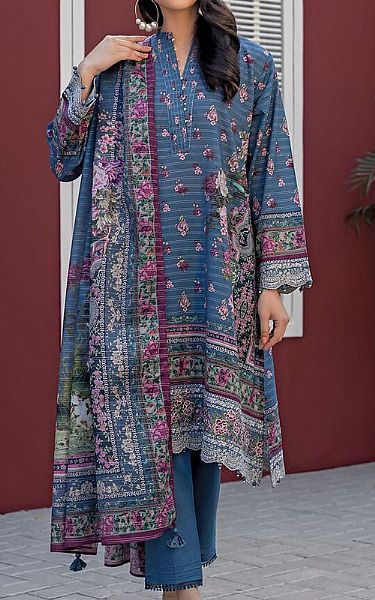 Khaadi Blue Messuri Suit | Pakistani Lawn Suits- Image 1