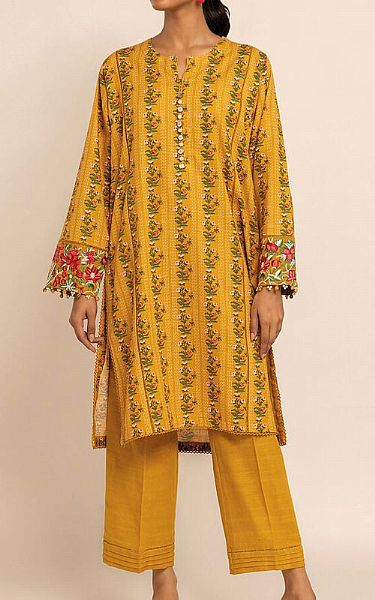Khaadi Mustard Khaddar Suit (2 Pcs) | Pakistani Winter Dresses- Image 1