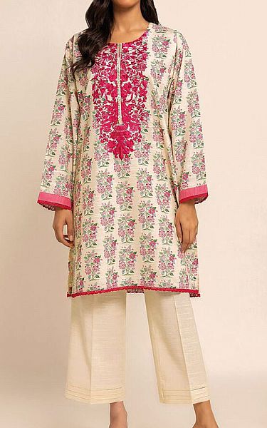 Khaadi Off-white Khaddar Suit (2 Pcs) | Pakistani Winter Dresses- Image 1
