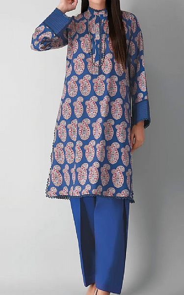 Khaadi Blue Cambric Suit (2 Pcs) | Pakistani Dresses in USA- Image 1