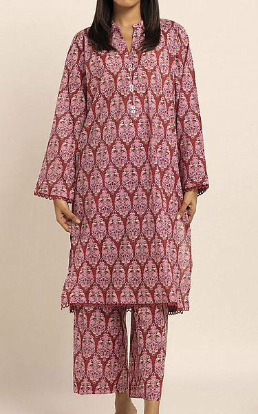 Khaadi Tea Pink Cambric Suit (2 Pcs) | Pakistani Winter Dresses- Image 1