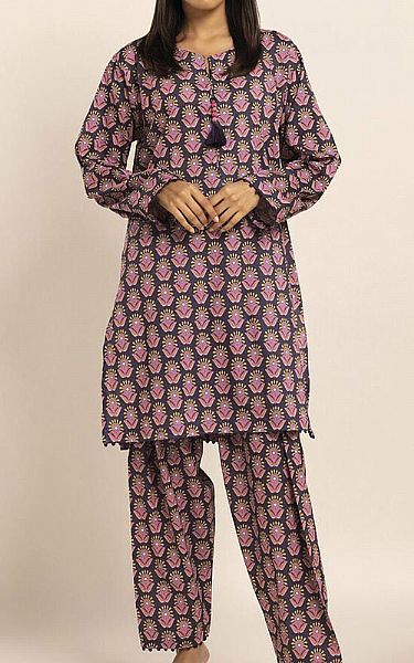 Khaadi Purple Cambric Suit (2 Pcs) | Pakistani Winter Dresses- Image 1