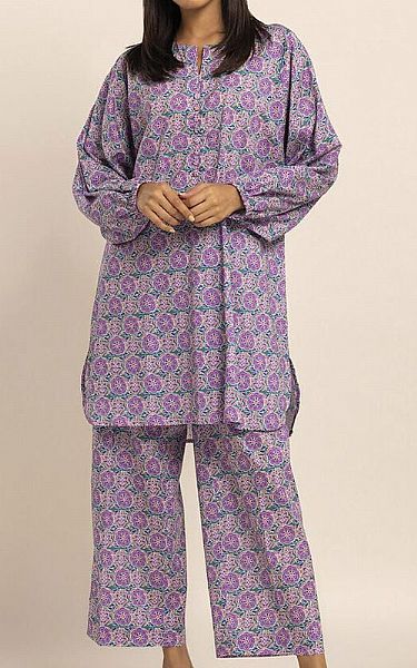 Khaadi Lilac Cambric Suit (2 Pcs) | Pakistani Winter Dresses- Image 1