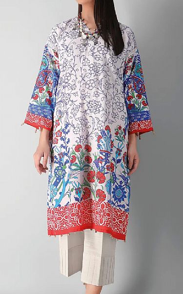 Khaadi White/Red Khaddar Suit (2 Pcs) | Pakistani Dresses in USA- Image 1