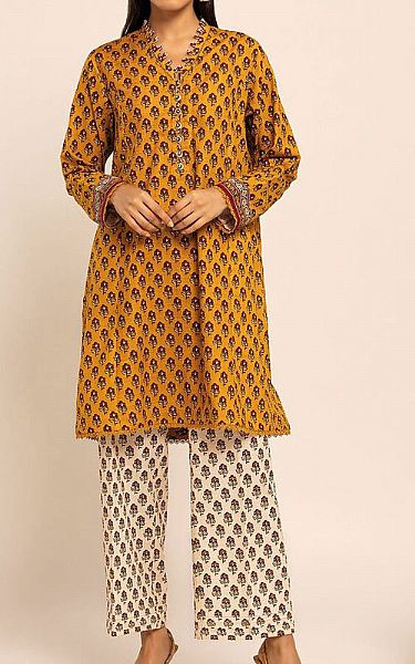 Khaadi Mustard Khaddar Suit (2 Pcs) | Pakistani Winter Dresses- Image 1