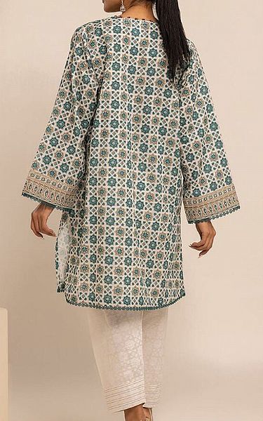 Khaadi White/Teal Khaddar Suit (2 Pcs) | Pakistani Winter Dresses- Image 2