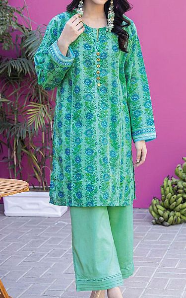 Khaadi Sea Green Lawn Suit (2 Pcs) | Pakistani Lawn Suits- Image 1