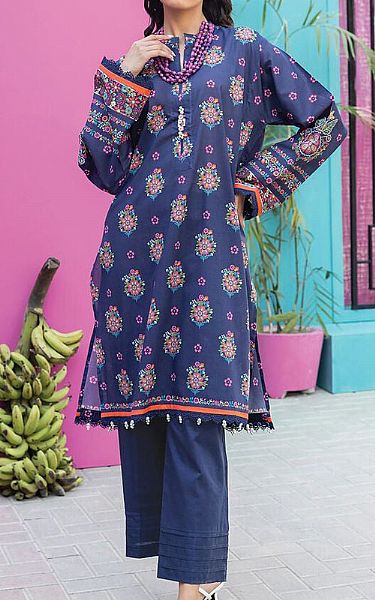 Khaadi Navy Blue Lawn Suit (2 Pcs) | Pakistani Lawn Suits- Image 1