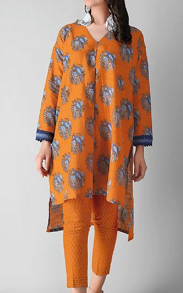 Khaadi Orange Khaddar Suit (2 Pcs) | Pakistani Dresses in USA- Image 1