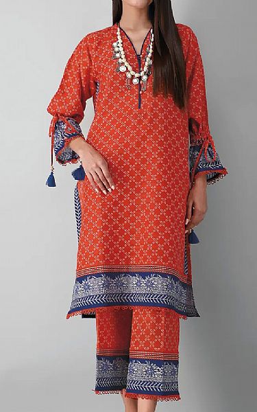 Khaadi Bright Orange Khaddar Suit (2 Pcs) | Pakistani Dresses in USA- Image 1