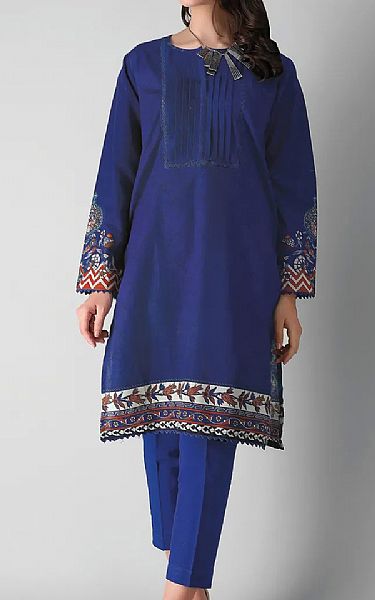 Khaadi Navy Blue Khaddar Suit (2 Pcs) | Pakistani Dresses in USA- Image 1