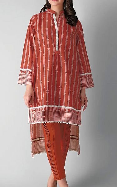 Khaadi Rust Khaddar Suit (2 Pcs) | Pakistani Dresses in USA- Image 1