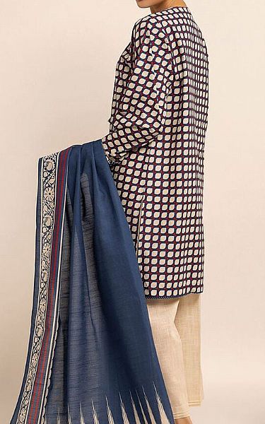 Khaadi Ivory/Blue Khaddar Suit (2 Pcs) | Pakistani Winter Dresses- Image 2