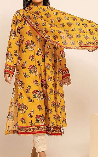 Khaadi Mustard Cambric Suit (2 Pcs) | Pakistani Lawn Suits- Image 1