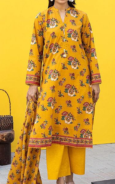 Khaadi Mustard Cambric Suit (2 Pcs) | Pakistani Lawn Suits- Image 2