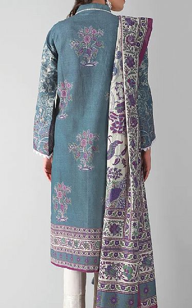 Khaadi Sky Blue Khaddar Suit (2 Pcs) | Pakistani Dresses in USA- Image 2