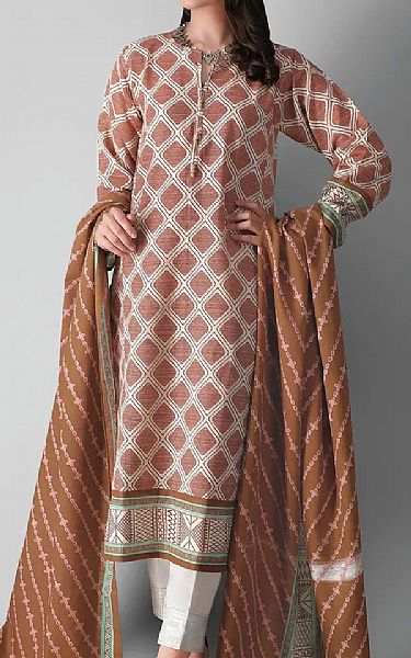 Khaadi Brown Khaddar Suit (2 Pcs) | Pakistani Dresses in USA- Image 1