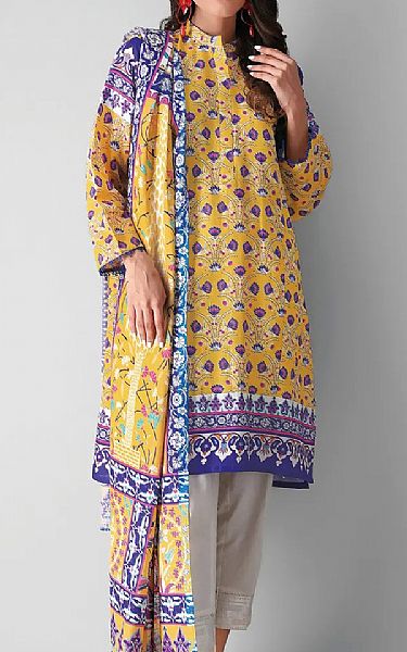 Khaadi Yellow Khaddar Suit (2 Pcs) | Pakistani Dresses in USA- Image 1