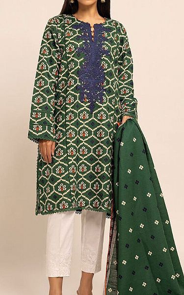 Khaadi Green Khaddar Suit (2 Pcs) | Pakistani Winter Dresses- Image 1