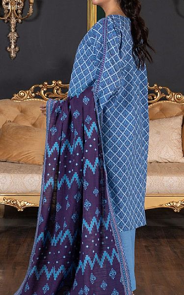 Khas Cornflower Blue Khaddar Suit | Pakistani Winter Dresses in USA- Image 2