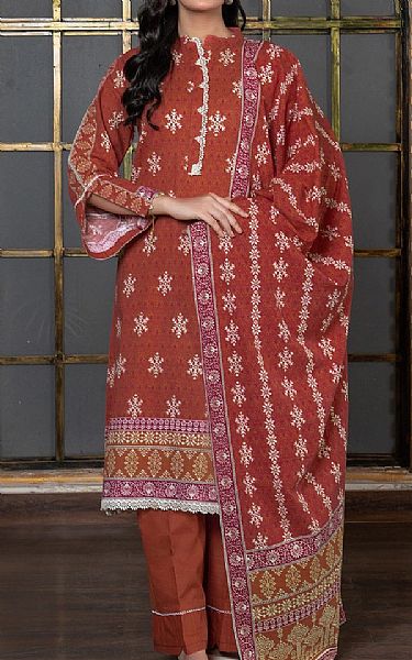 Khas Pale Carmine Khaddar Suit | Pakistani Winter Dresses in USA- Image 1