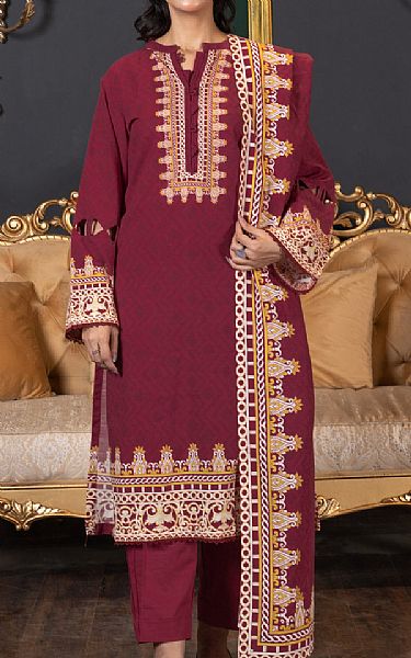 Khas Wine Khaddar Suit | Pakistani Winter Dresses in USA- Image 1