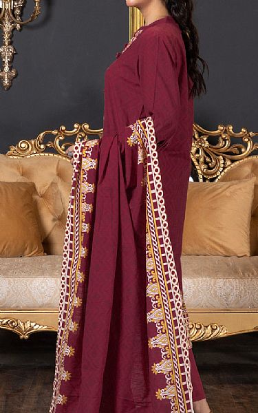 Khas Wine Khaddar Suit | Pakistani Winter Dresses in USA- Image 2