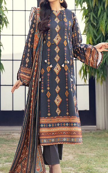 Khas Charcoal Lawn Suit | Pakistani Dresses in USA- Image 1