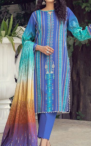Khas Royal Blue Lawn Suit | Pakistani Dresses in USA- Image 1