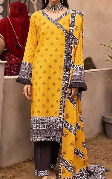 Khas Golden Yellow Khaddar Suit | Pakistani Winter Dresses- Image 1