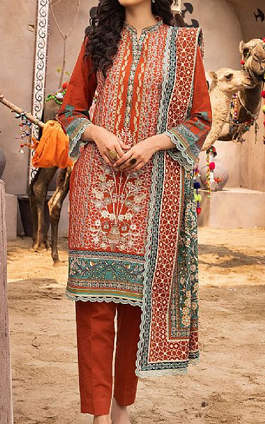 Khas Bright Orange Khaddar Suit | Pakistani Winter Dresses- Image 1