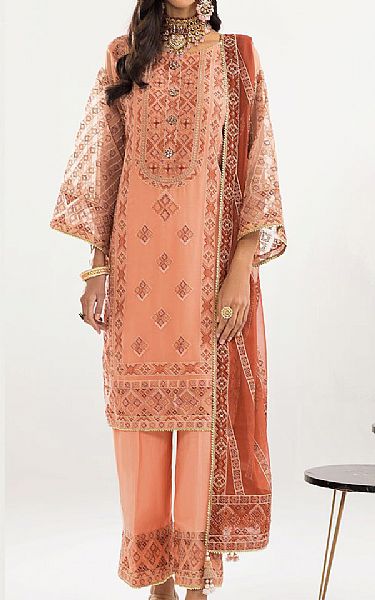 Khas Peach Chiffon Suit | Pakistani Embroidered Chiffon Dresses- Image 1