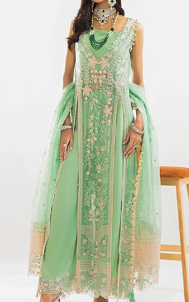 Khas Mint Green Chiffon Suit | Pakistani Embroidered Chiffon Dresses- Image 1
