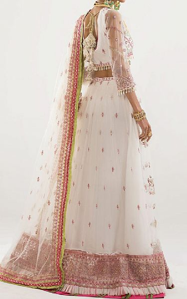 Khas White Net Suit | Pakistani Embroidered Chiffon Dresses- Image 2