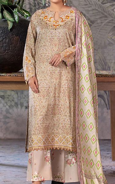 Khas Beige Cambric Suit | Pakistani Winter Dresses in USA- Image 1