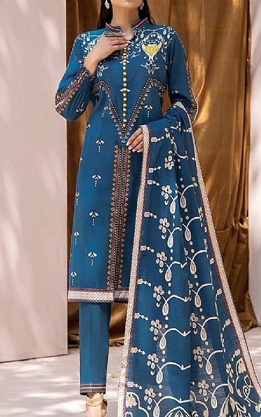 Khas Blue Jay Khaddar Suit | Pakistani Winter Dresses- Image 1