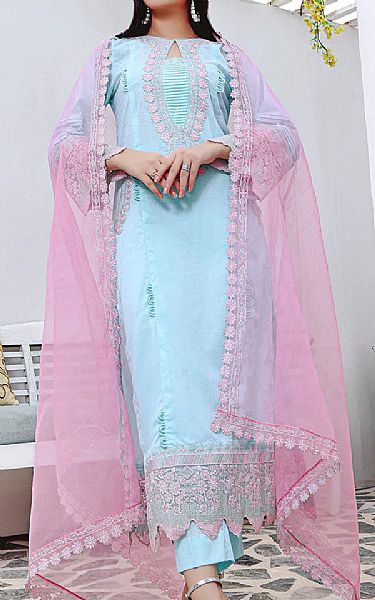 Baby Blue Cambric Suit | Khas Pakistani Winter Dresses